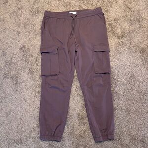 Pacsun Cargo Jogger Pants Mens XL Brown Tapered Leg Utility Pockets Drawstring
